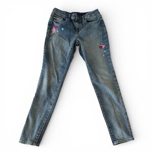 GAP Kids Jeans Stretch High Rise Jeggings Graphic Hearts Thunder Bolt Size 10
